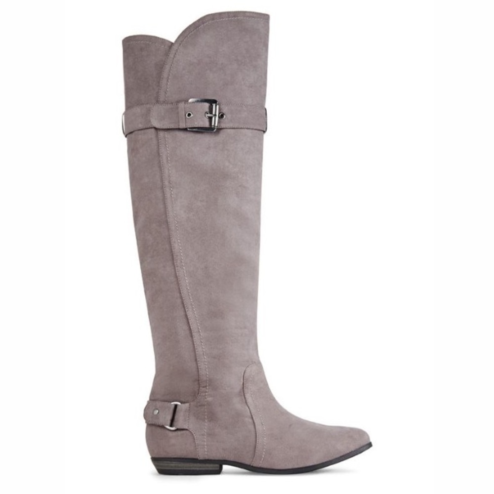 Knee Length Leather Upper Sexy Flat Boots Misha